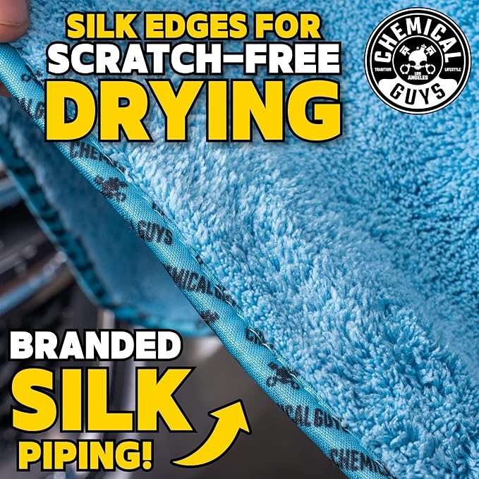 Chemical Guys Woolly Mammoth Large Microfiber Drying Towel - 36 x 25 Inch Blue, Ultra Plush Super Absorbent Car Drying Towel for Cars, Trucks, SUVs, Motorcycles, RVs, and Auto Detailing