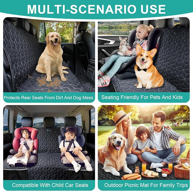 Meginc Dog Car Seat Covers for Back Seat,Waterproof Pet Bench Seat Covers for Trucks Ford f150/Ram1500/Nissan Frontier/Toyota Tacoma/GMC Canyon/Silverado Scratch Nonslip Truck Seat Cover for Dogs