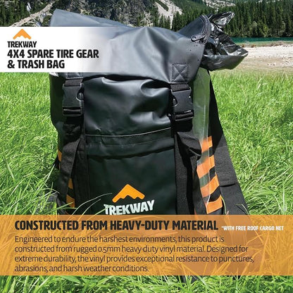Offroading Gear Spare Tire Overlanding Storage & Trash Bag Organizer | w/Free Roof Cargo Mesh Net Bag | Fits 30" Tire 15 Gallons | for 4x4 Tailgate, Pickup Truck, SUV, RV, Overland