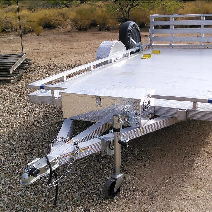 39 Inch Heavy Duty Aluminum Truck Bed Tool Box Underbody Flatbox Truck Car Outdoor Trailer Pickup,RV Storage OrganizerTrailer Storage ToolBox W/Lock & Keys,5 Bar Tread,Silver(39"X13"X10")
