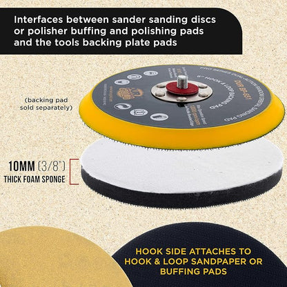 Dura-Gold Pro Series 6" x 10mm Soft Density Interface Sanding Pad, 2 Pack - Hook & Loop Foam Protection Cushion, Used Between Sander Discs, Polisher Polishing Pads & Backing Pads - Auto Detailing