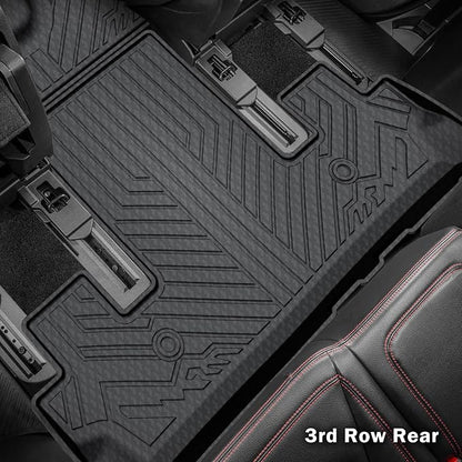 KUST Floor Mats for 2018-2024 Ford Expedition Accessories (7-Seat Only, Not for MAX), All Weather Car Mats Front Rear 3 Rows Floor Liners, TPE Rubber, Raised Edge, Extended Lip