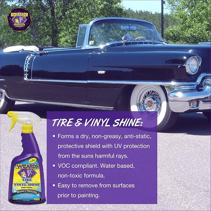 Wizards Car Detailing Kit - Premium and Comprehensive Car Cleaning Kit - 7 Piece Car Detail Kit with Mist n Shine, Tire and Vinyl Shine, Wash, Shine Master - Great Car Cleaning Gift Set