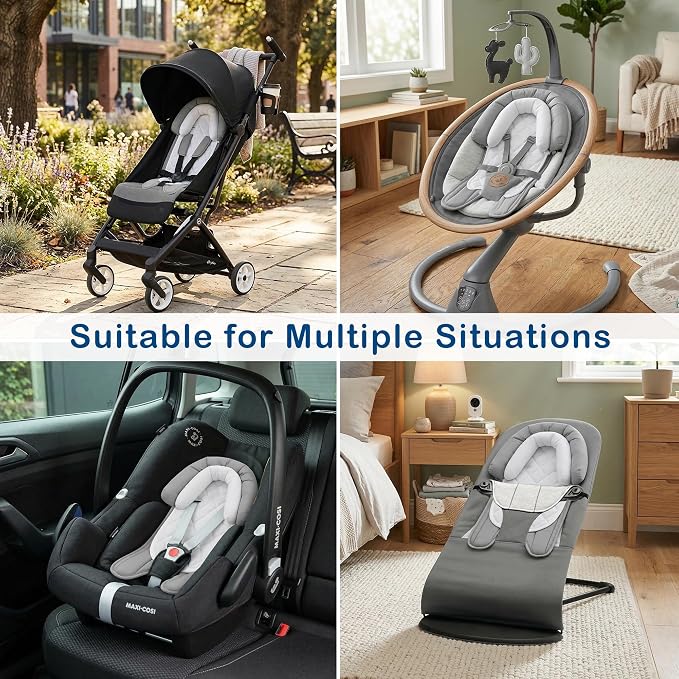 Pro Goleem Infant Car Seat Insert, Babybody Support for Toddler, Soft Minky Preemie Car Seat Insert, 2-in-1 Reversible, Perfect for Carseats, Strollers, Swings, White and Grey