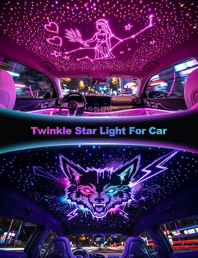 VOLISUN 16W Starlight Headliner Kit for Car,650pcs Fiber Optic Lights,9.8ft Star Lights with Meteor Effect,APP & Remote Control,RGBW Interior Car Lights for Ceiling,Home, Party