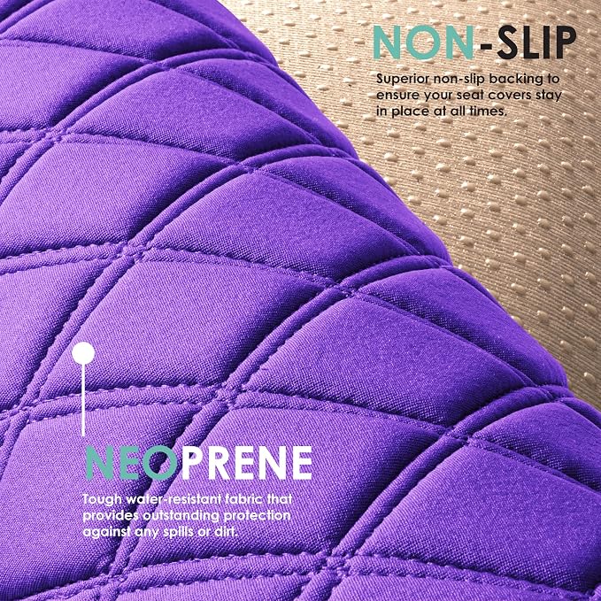 FH Group Car Seat Cover Cushion - Cars Trucks SUV, Neosupreme Car Seat Cushions, Waterproof Car Seat Cover Cushion, Universal Fit Car Seat Protector Rear Set Purple