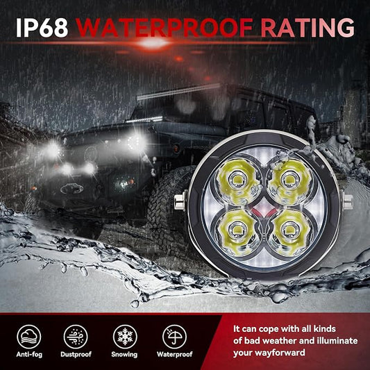 2PCS 3inch 80W LED Light Pods with Amber Covers, 9600LM Yellow Fog Light Pods LED Light Bar Offroad Driving Lights,for Jeep Wrangler Truck Car ATV SUV Motorcycle Cabin Boat (2Pcs 3Inch Lights)