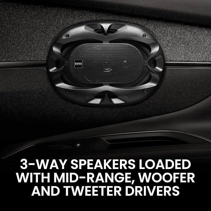 BOSS Audio Systems CH6930B 6 x 9 Inch Car Door Speakers - 400 Watts Max (Pair), Coaxial, 3 Way, Full Range, 4 Ohms, Sold in Pairs, Bocinas para Carro