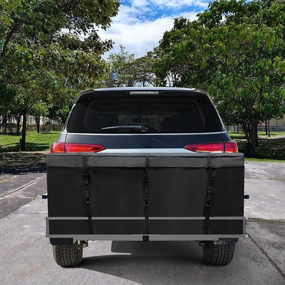 MDSTOP Hitch Cargo Carrier Bag, Waterproof Cargo Bag, 12.5 Cu Ft 53"x20"x20" Rainproof Vehicle Soft-Shell Carriers, with 8 Reinforced Straps for Vans Truck Pickup (Black, 12.5 cu. ft 53"x20"x20")