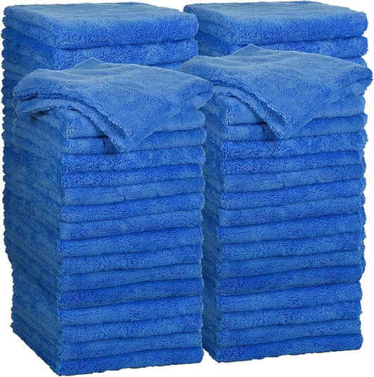 Shimeyao 30 Pcs 16 x 16 Inch Microfiber Towels for Cars, 500 GSM Edgeless Plush Car Detailing Towels, Lint Free Scratch Free Cleaning Cloths for Drying, Washing, Polishing, Waxing, Home (Dark Blue)