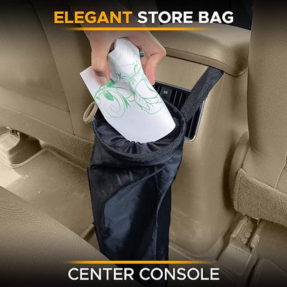 EcoNour 2 Pack Car Trash Bag | Washable Back Seat Hanging Bag with Elastic Opening & Easy Mount | Garbage Can with Waterproof Oxford Material | Accessories for Camping, Traveling & Outdoor