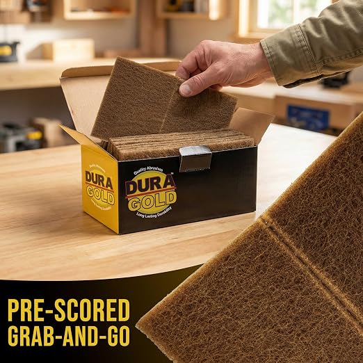 Dura-Gold Premium 6" x 9" Gold Coarse Scuff Pads, Box of 10 - Scuffing, Scouring, Sanding, Paint Primer Prep Adhesion Scratch - Surface Preparation For Automotive Car Auto Body Repair Woodworking Wood
