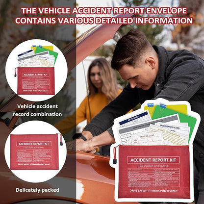 1 Pack Waterproof Vehicle Accident Report Kit in Vinyl Pouch 6.9 * 9.3inch Car Accident Kit Driver's Vehicle Inspection Report Helps Drivers Collect Organize and Report Vehicle Accident Information