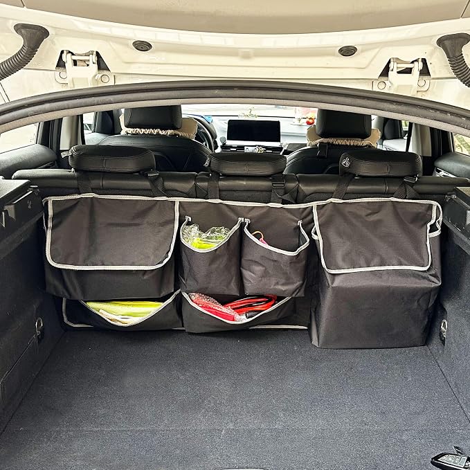 Car SUV Backseat Trunk Organizer Hanging Bag,6 Nylon Fabric Pockets, Interior Storage Organizer Accessories, For SUV, Jeep, MPV, Space Saving Design
