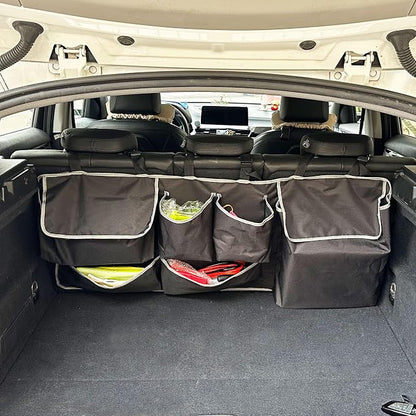 Car SUV Backseat Trunk Organizer Hanging Bag,6 Nylon Fabric Pockets, Interior Storage Organizer Accessories, For SUV, Jeep, MPV, Space Saving Design