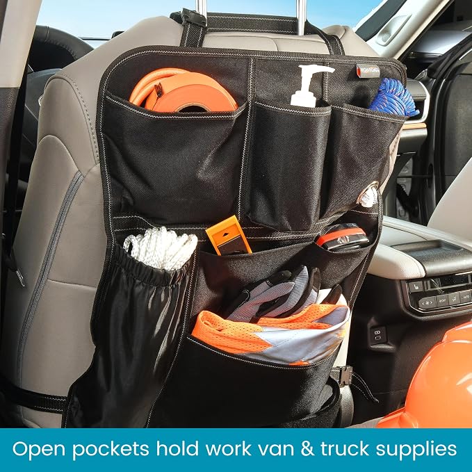 High Road BackPockets Seat Back Organizer - Back of Seat Organizer and Seat Protector with 7 Storage Pockets for Cars, SUVs, Work Trucks and Vans