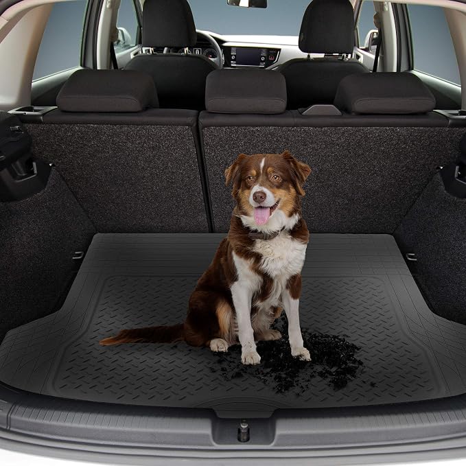 FH Group Climaproof™ Trimmable Non-Slip Vinyl Floor Mats Full Set - Universal Fit for Cars Trucks and SUVs (Gray) F11306 + F16400