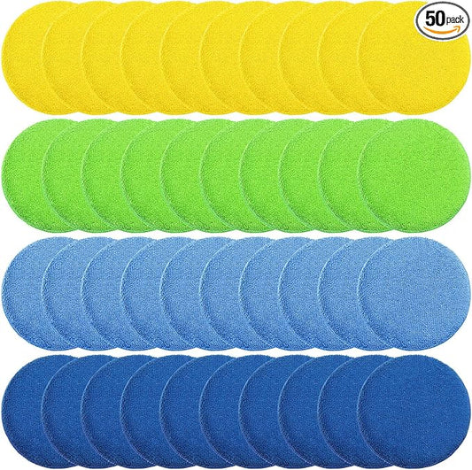 Tallew 50 Pcs Car Wax Microfiber Applicator Pads 5" Diameter Polishing Foam Pads Tire Soft Foam Sponge for Cars Detail Buffing Cleaning Polishing(4 Colors)