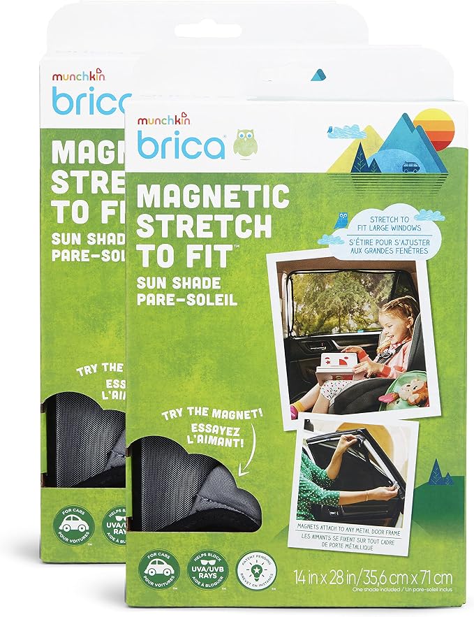 Munchkin® Brica® Magnetic Stretch to Fit™ Sun Shade, Black, 2 Pack