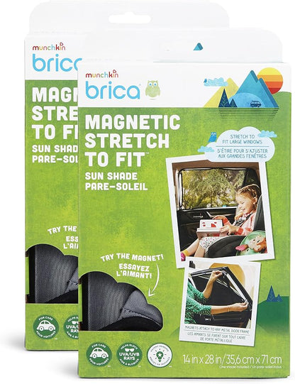 Munchkin® Brica® Magnetic Stretch to Fit™ Sun Shade, Black, 2 Pack