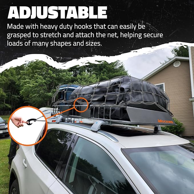 Mockins 36"x20" Heavy Duty Cargo Net for Pickup Truck, SUV, & Car | Elastic Truck Bed Cargo Net Stretches Up to 75"x40" | 6mm Thick Bungee Net with Hooks & 4"x4" Mesh Squares for Bulky & Small Loads
