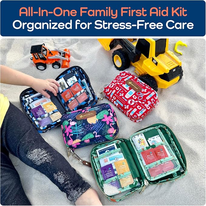 KeepGoing Travel First Aid Kit for Kids – 130 Pc. for Car, Home, Purse, Diaper Bag & Backpack with Latex-Free Bandages - Mini First Aid Kit Travel Size TSA-Approved