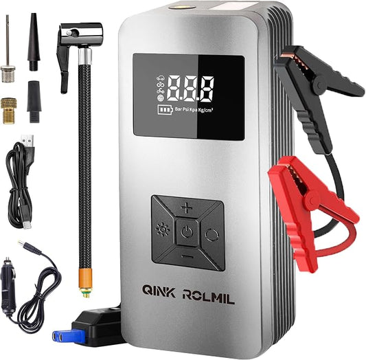 Jump Starter with Air Compressor, 12V 8000A Car Automotive Battery Jump Starter (6.0L Gas and 3.0L Diesel), 150PSI Tire Inflator Pump for Car, Motorcycle and Bicycle