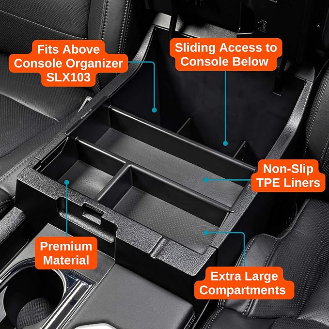 Vehicle OCD - Center Console Divider and Tray Organizer for Toyota Tundra (2014-2021) - Made in USA - SLX502