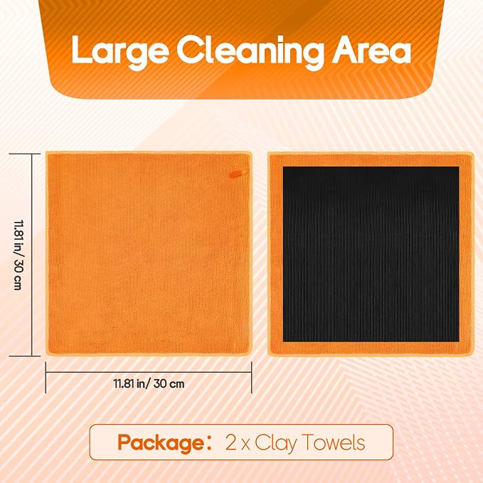 2PCS Clay Towel Auto Detailing, Clay Bar Towel Cloth Auto Detailing for Car (12 x 12 in) (Orange)
