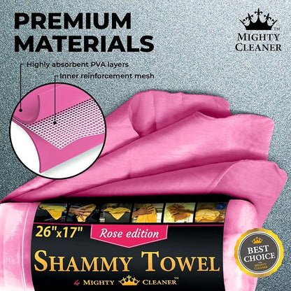 Premium 2pk +1 Free Shammy Cloth for Car Drying - 26"x17" - Super Absorbent Chamois Towel - Scratch-Free, Reusable & Soft Wash Cloth - Car Drying Towels