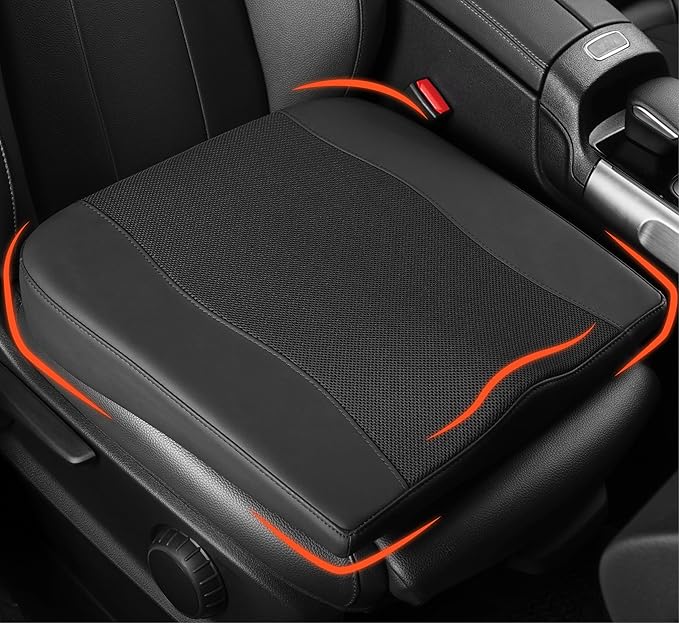 Lofty Aim Car Seat Cushion, Comfort Memory Foam Car Cushions for Driving - Sciatica & Lower Back Pain Relief, Driver Seat Pillow for Auto, Office Chair, Wheelchair - Obsidian Speck Black