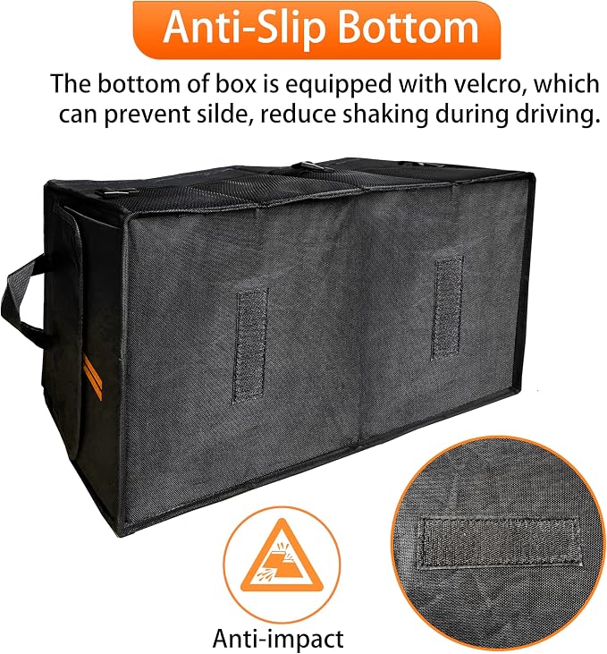 YOSRTER for Dodge Charger Durango Challenger Ram Car Trunk Organizer Collapsible Storage Box with Handle Foldable Lid Non Slip Bottom Sturdy Base Panel 2 Compartment Orange Trim