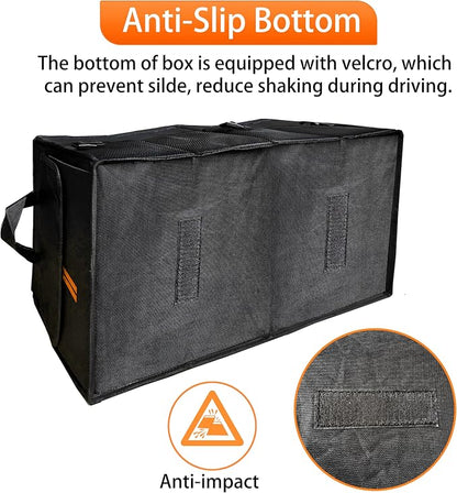 YOSRTER for Dodge Charger Durango Challenger Ram Car Trunk Organizer Collapsible Storage Box with Handle Foldable Lid Non Slip Bottom Sturdy Base Panel 2 Compartment Orange Trim