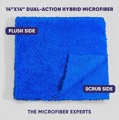 Microfiber Wholesale Pronto Cloths, Dual-Sided Microfiber Cleaning Towels, Soft Plush & Scrub Cloths for Dusting, Scrubbing, Kitchen, Windows & Car Detailing, Absorbent Bulk 300-Pack Blue