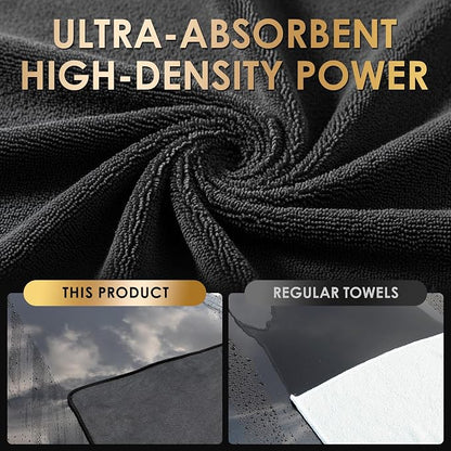 Yours Car Drying Towel, Double-Sided Microfiber Towel for Cars, Ultra Absorbent, Lint-Free, Streak-Free, Reusable, 23.6 x 63 in, Black (X Large)