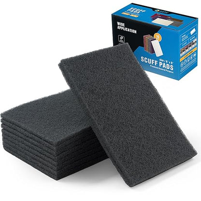 S SATC 6" x 9" Gray General Purpose Scuff Pads,10 Pack Automotive Pads for Scuffing,Scouring,Sanding,Paint Primer Prep Adhesion Scratch for Woodworking,Automotive Restoration