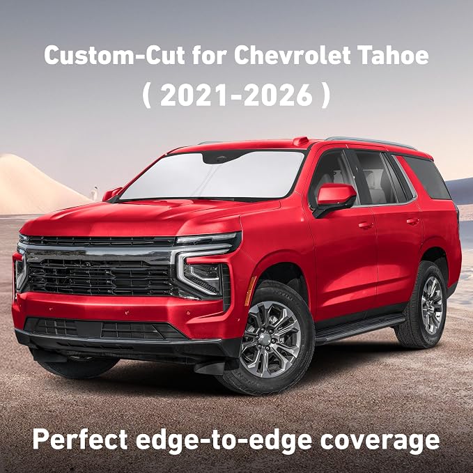 EcoNour Windshield Sunshade Compatible for Chevrolet Tahoe 2021-2024 2025 2026, Sun Visor for Front Windshield & Window Sun Shade Cover, UV Heat Blocker & Protector, Car Accessories