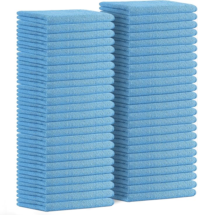 Avalon Towels Microfiber Cleaning Cloths (Value Pack of 48) - Size 16 x 16 Inches, Highly Absorbent Cleaning Rags, Lint Free, Reusable and Washable, Microfiber Towels for Cars