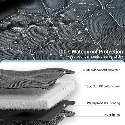 Meginc 2 Pack Front Seat Covers for Dogs, 600D Waterproof Dog Car Seat Covers with Side Flaps Non Slip Scratch Proof, Captain Chair Car Seat Protector Cover for Pets & Daily Use, Fits Cars SUV Trucks