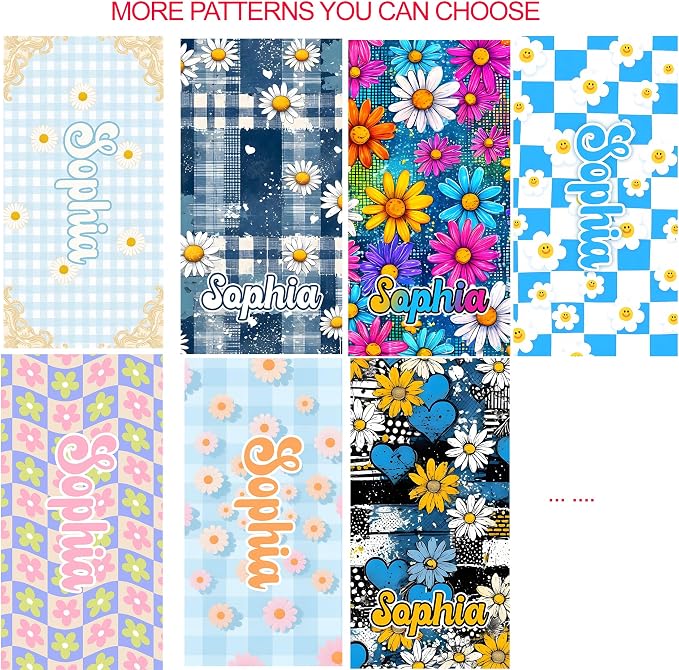 JML Personalized Beach Towel with Name, Custom Flower Beach Towel, Customized Microfiber Pool Towel, Quick Dry & Absorbent Swim Towel for Adult,Mother's Day, Birthday, Summer Holiday,Vacation