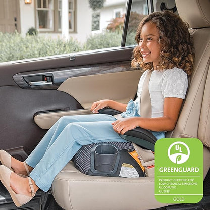 Chicco GoFit ClearTex Plus Backless Booster Car Seat, Latch Attachment, Quick-Release Latch Removal, Portable Car Booster Seat for Children at Least 4 Years Old and 40-110 lbs, Sunset/Purple