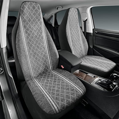 Road Comforts Baja Blanket Seat Covers Gray Diamond High Back Bucket Seat Covers - Jacquard Fabric, Airbag Compatible, Universal Fit for Cars, Trucks, SUVs, and Vans