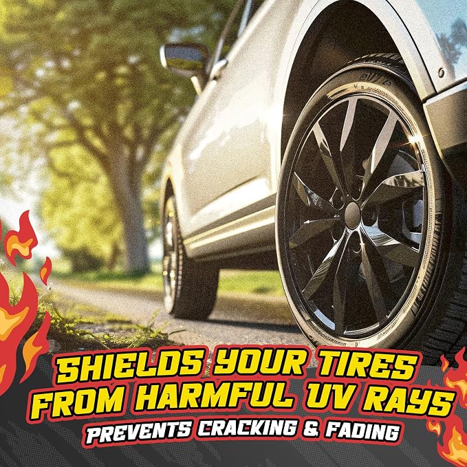 Salty Captain Tire Shine 16.9oz – Tire Shine Spray for Long-Lasting Gloss – Water-Based Formula with UV Shield – Safe for Cars, Trucks, Motorcycles, RVs & More – Non-Greasy & No Sling, Easy to Apply