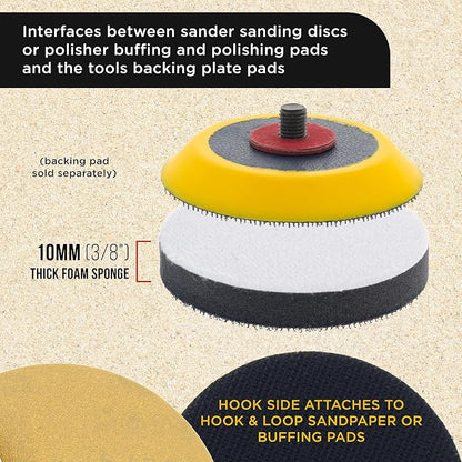 Dura-Gold Pro Series 3" x 10mm Soft Density Interface Pad, 3 Pack - Hook & Loop Foam Protection Cushion, Used Between Sander Sanding Discs, Polisher Polishing Pads & Backing Pads, Drill - Auto Detail