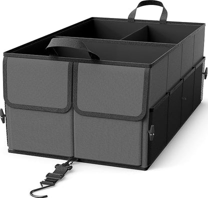 EPAuto Foldable Car Trunk Organizer for SUV, 3-Compartment with Removable Divider, Dark Gray