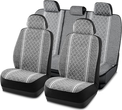 Road Comforts Baja Blanket Seat Covers Gray Diamond Bucket Seat Covers Low Back Full Set - Jacquard Fabric, Airbag Compatible, Universal Fits for Most Cars, Truck, SUV, Vans