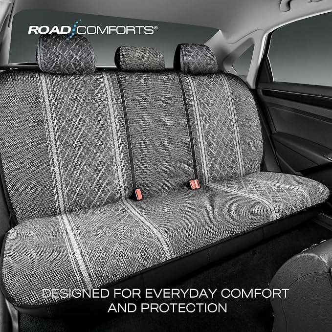 Road Comforts Baja Blanket Seat Covers Gray Diamond Bucket Seat Covers Low Back Full Set - Jacquard Fabric, Airbag Compatible, Universal Fits for Most Cars, Truck, SUV, Vans