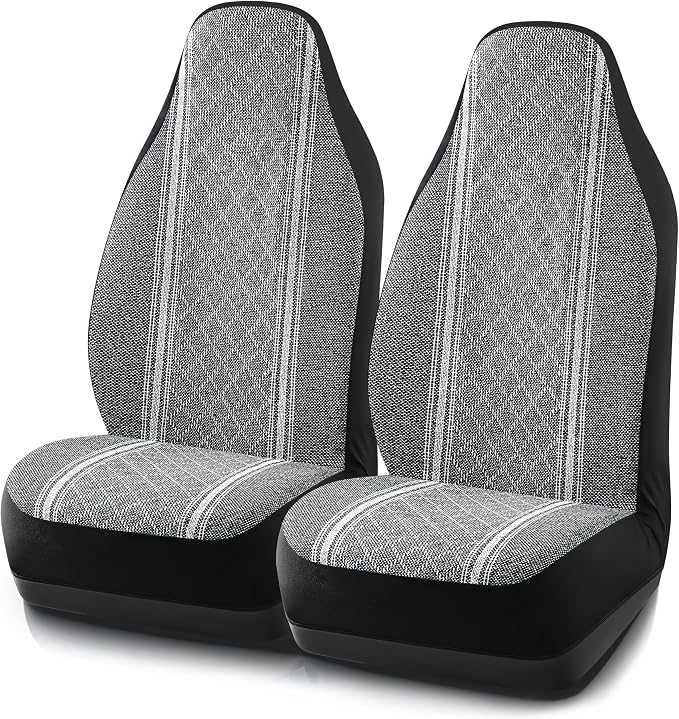Road Comforts Baja Blanket Seat Covers Gray Diamond High Back Bucket Seat Covers - Jacquard Fabric, Airbag Compatible, Universal Fit for Cars, Trucks, SUVs, and Vans