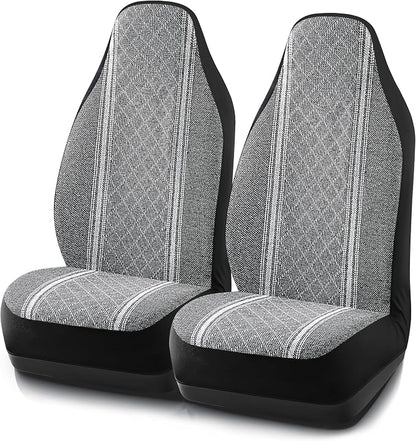 Road Comforts Baja Blanket Seat Covers Gray Diamond High Back Bucket Seat Covers - Jacquard Fabric, Airbag Compatible, Universal Fit for Cars, Trucks, SUVs, and Vans