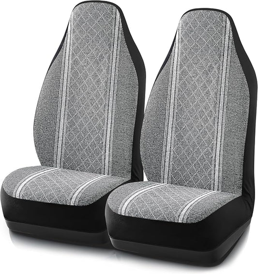 Road Comforts Baja Blanket Seat Covers Gray Diamond High Back Bucket Seat Covers - Jacquard Fabric, Airbag Compatible, Universal Fit for Cars, Trucks, SUVs, and Vans